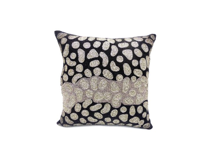 BEADED BLACK AND SILVER CUSHION (2)