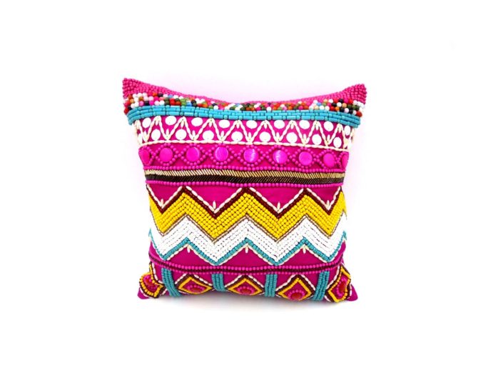 PINK BEADED CUSHION